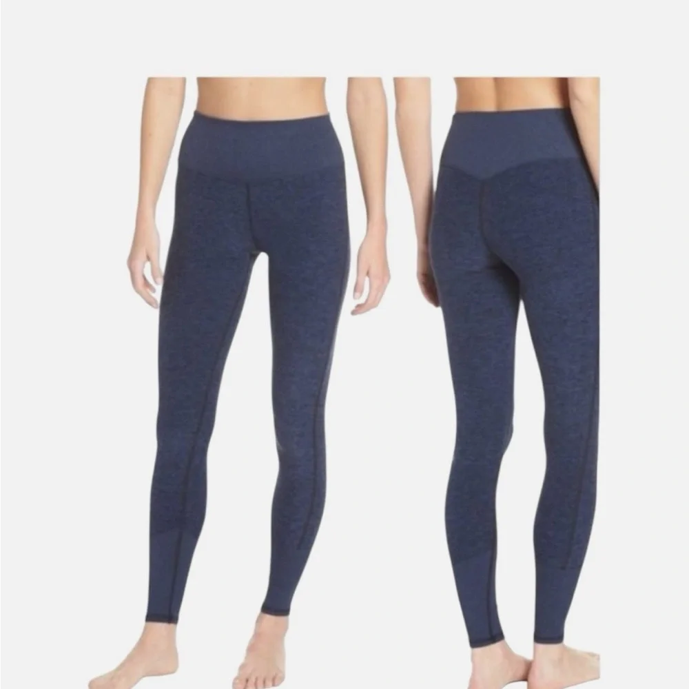 Alo Yoga Pants Leggings High Rise Ribbed Waist Ankles Lounge Sz XXS Blue